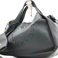 ステラマッカートニー トートバッグ 黒 フェイクレザー ロゴ パンチング