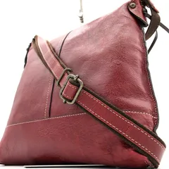 【美品】日本製 本革 ショルダーバッグ 赤 レッド ポシェット 斜め掛け レザー