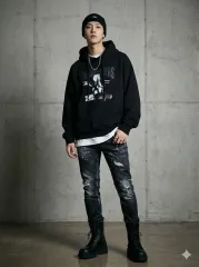 ディースクエアード2 メンズ ブラック ウォーディング スケーター ジーン_44