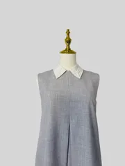 未使用級★★CELFORD セルフォード 襟付きAラインタックワンピース  グレー 白襟  36  '23年商品