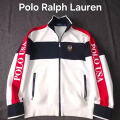 【POLO RALPH LAUREN】ポロラルフローレン 秋冬 POLO USA トラックジャケット ブルゾンジャケット S 白 エンブレム ワッペン メンズ