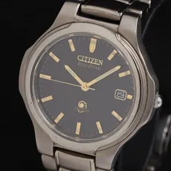 稼働 シチズン アテッサ エコドライブ E110-K18264 ソーラー 黒文字盤 デイト メンズ腕時計 KRH 2000000 NSK