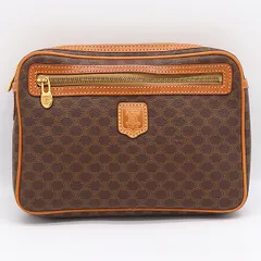 良品 セリーヌ マカダム クラッチバッグ ブラウン マカダム柄 PVC セカンドバッグ ブランド ファッション 2000000 NSK MST