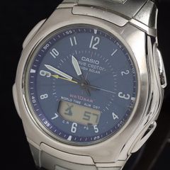 稼働 CASIO アナデジ ソーラー電波 メンズ腕時計 青文字盤 3311 - メルカリ