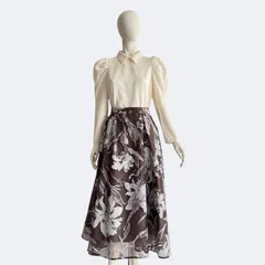 FRAY I.D フレイアイディー スカート 1 花柄 ブラウン フレア ロング