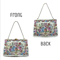 プチポワン　ハンドバッグ　ヴィンテージ　昭和レトロ　花柄　チェーンバッグ　ミニバッグ