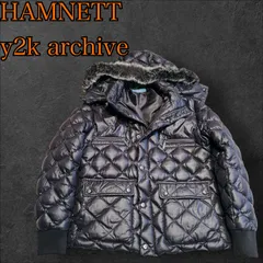 archive Y2K 00s OLD HAMNETT ダウン ジャケット フェイク ファー キルティング グランジ 光沢 平成 ギャル男
