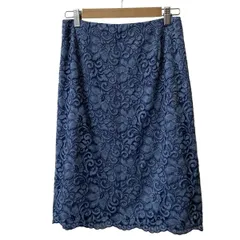 UNTITLED(アンタイトル) スカート サイズ2 M レディース - ブルーグレー×ネイビー ひざ丈/レース