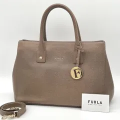 【良品】FURLA LINDA ハンドバッグ セミショルダーバッグ レザー 茶色