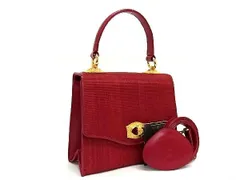 ■極上■本物■極美品■ COMTESSE コンテス ホースヘア×レザー ミラー付き 2WAY ショルダー ハンドバッグ レディース レッド系 AN9993 □極上□本物□極美品□ COMTESSE コンテス ホースヘア×レザー ミラー