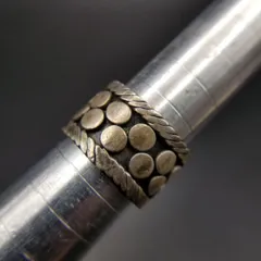 BA ドット柄 丸 ロープ編み エタニティ 925 シルバー ヴィンテージ バンド リング 極幅広 指輪 ユニセックス 個性派ジュエリー Y18-Q