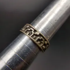 メキシコ 925 シルバー 凸凹 模様彫刻 エタニティ ヴィンテージ バンド リング 中太 銀 指輪 レトロ ユニセックス MIEXICO Y18-Q