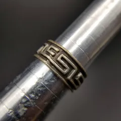 メキシコ 925 シルバー ギリシャ雷文 幾何学模様 エタニティ ヴィンテージ バンド リング 中太 指輪 メンズジュエリー MEXICO Y18-Q