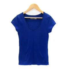 ザラ トラファルック ZARA Trafaluc Tシャツ カットソー 半袖 Vネック 無地 M ブルー 青 /SY24