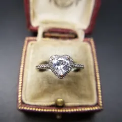 ハート キュービックジルコニア ヴィンテージ リング 指輪 シルバープレート クラシック ジュエリー 煌めき エレガント 大きめサイズ Y18-O