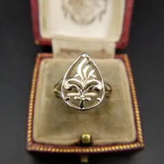 ブーケ オープンワーク 雫型 ヴィンテージ リング シルバープレート 指輪 透かし レトロ フローラル Y18-U