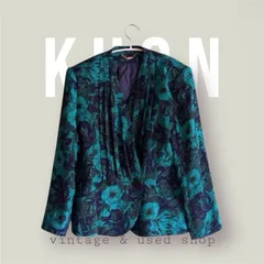 昭和レトロ花柄ジャケット　総柄ジャケット　ヴィンテージジャケット　花柄コーデ　古着コーデ　オケージョン