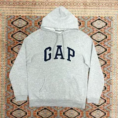 ギャップ 文字ロゴ グレー 起毛 フード付きTシャツ メンズ M