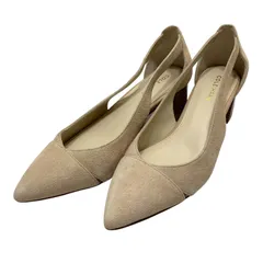 【極美品】コールハーン (22.5) パンプス ポインテッドトゥ チャンキーヒール サイドオープン スウェード 本革 レザー 希少デザイン