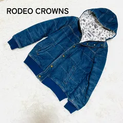 【RODEO CROWNS】ロデオクラウンズ フード付 デニム ジャケット ネイビー 刺繍ロゴ サイズM