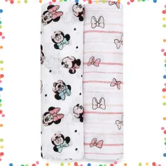 【特価セール】essentials(エイデンアンドアネイエッセンシャルズ) おくるみ ミニー anais 2枚セット 112×112cm ディズニー + デザイン モスリンコットン aden 新生児 SWADAEDESWC20005DIJB