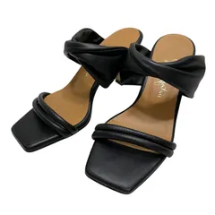 【極美品】銀座かねまつ (21.5) ミュール サンダル スクエアトゥ ベルト ヒール 希少デザイン