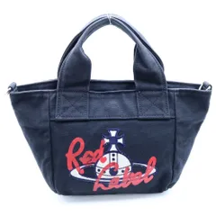 Vivienne Westwood Red Label (ヴィヴィアンウエストウッドレッドレーベル) ロゴ刺繍 キャンバスハンドショルダートートバッグ ブラック