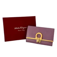 【未使用】Salvatore Ferragamo フェラガモ ガンチーニ 6連 キーケース キーリング コンパクト レザー パープル系