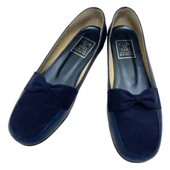 【美品】クラブデサキ (24) モカシン ローファー フラットシューズ パンプス スリッポン 切り返し 本革 レザー 希少デザイン