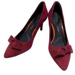 【美品】ロックポート (22.5) パンプス リボン ポインテッドトゥ スウェード 本革 レザー 希少デザイン