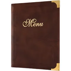 新品 MagZen メニューブック A4対応 レザー調 7ページ14面 防水 PVC 角金具 飲食店 レストラン カフェ ホテル 業務用 (モカブラウン)