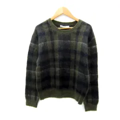 アーバンリサーチ ドアーズ URBAN RESEARCH DOORS ニット セーター 長袖 ラウンドネック チェック柄 ウール混 ONE カーキ /SY33