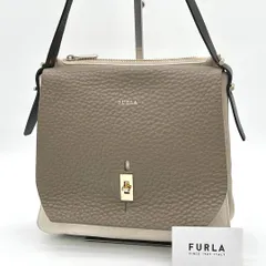 【良品】FURLA ターンロック ショルダーバッグ フラップバッグ バイカラー