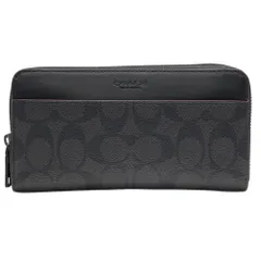 コーチ 財布 長財布 アコーディオン ウォレット シグネチャー キャンバス ロゴ ブラック レザー F25517 COACH 正規品 使いやすさに優れた実用収納モデル
