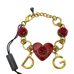 ドルチェ&ガッバーナ　ブレスレット ハート　薔薇　ゴールド ドルチェ＆ガッバーナ ブレスレット ハート 薔薇 DGロゴ チェーン