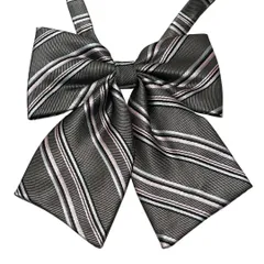 リボン　グレイ　チェック　ブラック　サイズ調整　制服　学生服　コスプレ　卒業式　中学　高校