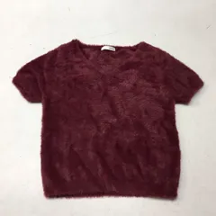 送料無料★GYDA ジェイダ★半袖ニット Ｖネックトップス★ボルドー エンジ★フリーサイズ#30513sjj7