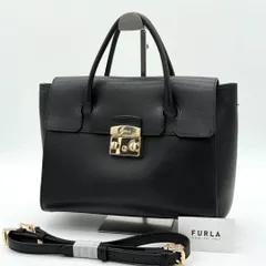 【美品】FURLA Metropolis ハンドバッグ 2way レザー 黒色