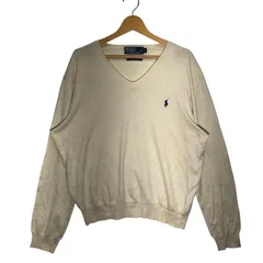 90's vintage 90年代 ヴィンテージ Polo Ralph Lauren ニット セーター ワンポイントポニー刺繡 CHINA製 Lサイズ ホワイト アイボリー