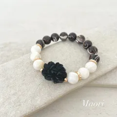 《大人の魔除けブレスレット◇蓮のモリオン×マザーオブパール 》天然石ブレスレット