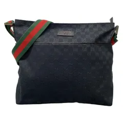 GUCCI(グッチ) ショルダーバッグ GG柄,シェリー(ウェブ) 189751 黒×グリーン×レッド レザー