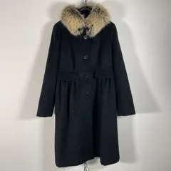 Private Label プライベートレーベル アンゴラウールコート ファー襟 取り外し可能 ホワイトフォックス レディース Mサイズ ブラック系
