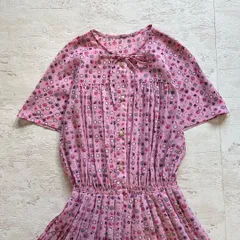 昭和レトロ花柄ピンクロングワンピース♡ウエストゴムで楽ちん可愛いガーリー ae