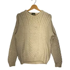 Carraing Dorn フィッシャーマン ウールニット セーター アラン ケーブル ローゲージ Ireland製 Mサイズ アイボリー