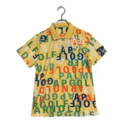 中古 レディース アーノルドパーマー Arnold Palmer 半袖ポロシャツ L 黄 イエロー ロゴ総柄