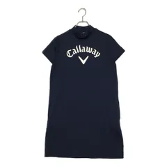 中古 レディース キャロウェイ Callaway ワンピース L 紺 ネイビー 半袖 モックネック