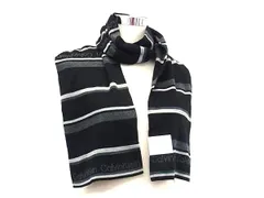 ■新品同様■ Calvin Klein カルバンクライン アクリル100％ マフラー 防寒具 メンズ ブラック系×グレー系 DK8394のサムネイル