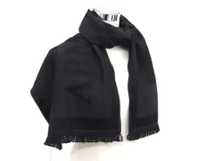 ■美品■ EMPORIO ARMANI エンポリオアルマーニ ウール100％ フリンジ マフラー ストール 防寒具 メンズ グレー系×ブラック系 DD9356