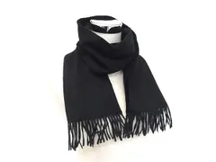 ■美品■ Calvin Klein カルバンクライン フリンジ マフラー ストール 防寒具 レディース メンズ ブラック系 DJ9234のサムネイル