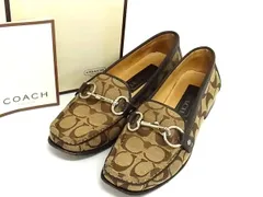 COACH コーチ F972 シグネチャー キャンバス ローファー 表記サイズ 6 1/2 (約23.5cm) 靴 シューズ ベージュ系×ブラウン系 DJ9254